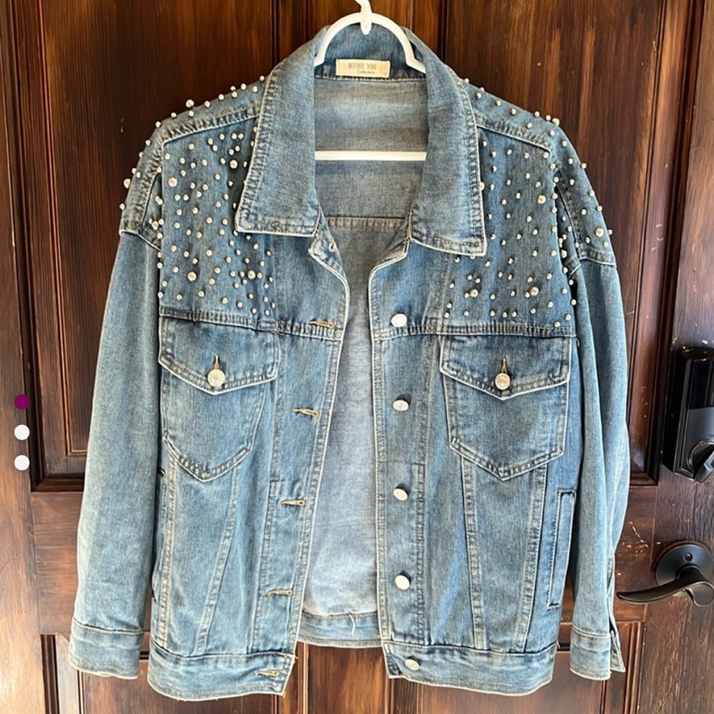 Studded Denim Jean Jacket - Size Small
